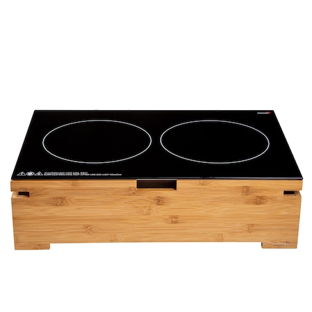 Rosseto Serving Solutions Multi-Chef  Dbl Touch Top Induction Heater 120V-60Hz with Bamboo Base BP021